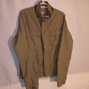 Le Chateau Men's Size Medium Tan w/ Dark Brown Casual Full Zip Jacket
